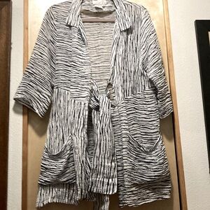 GREAT CAVALIER by ST PAUL, thin jacket, charcoal and white 3/4 lgth sleeves